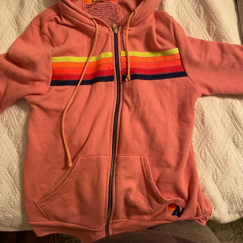 COPY - Aviator Nation 5 stripe pink hoodie size medium